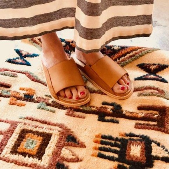 Wal & Pai Shoes - Stacked Leather Slide Sandals - Tan